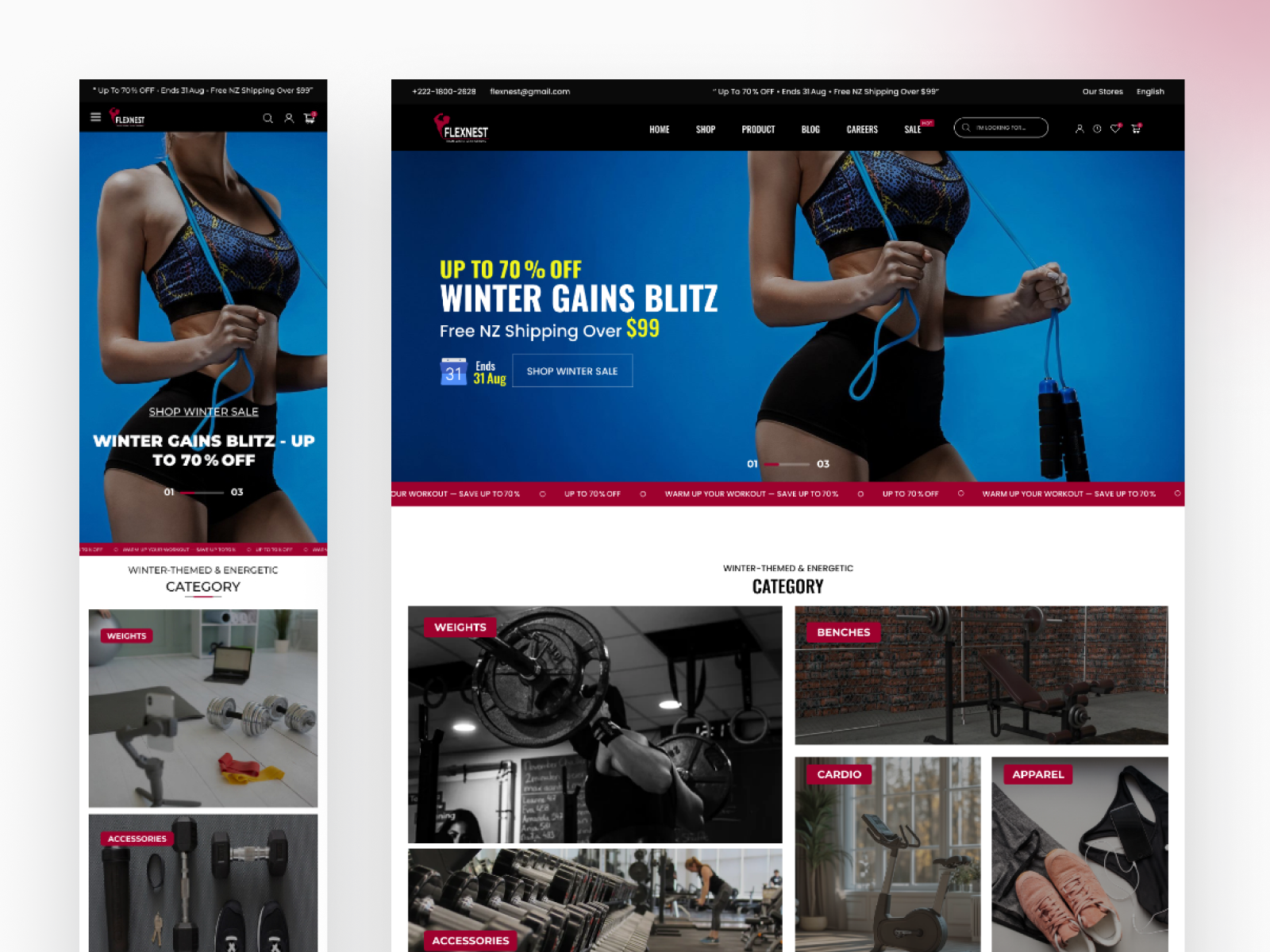 Flexnest Fitness E-commerce Website UI project preview